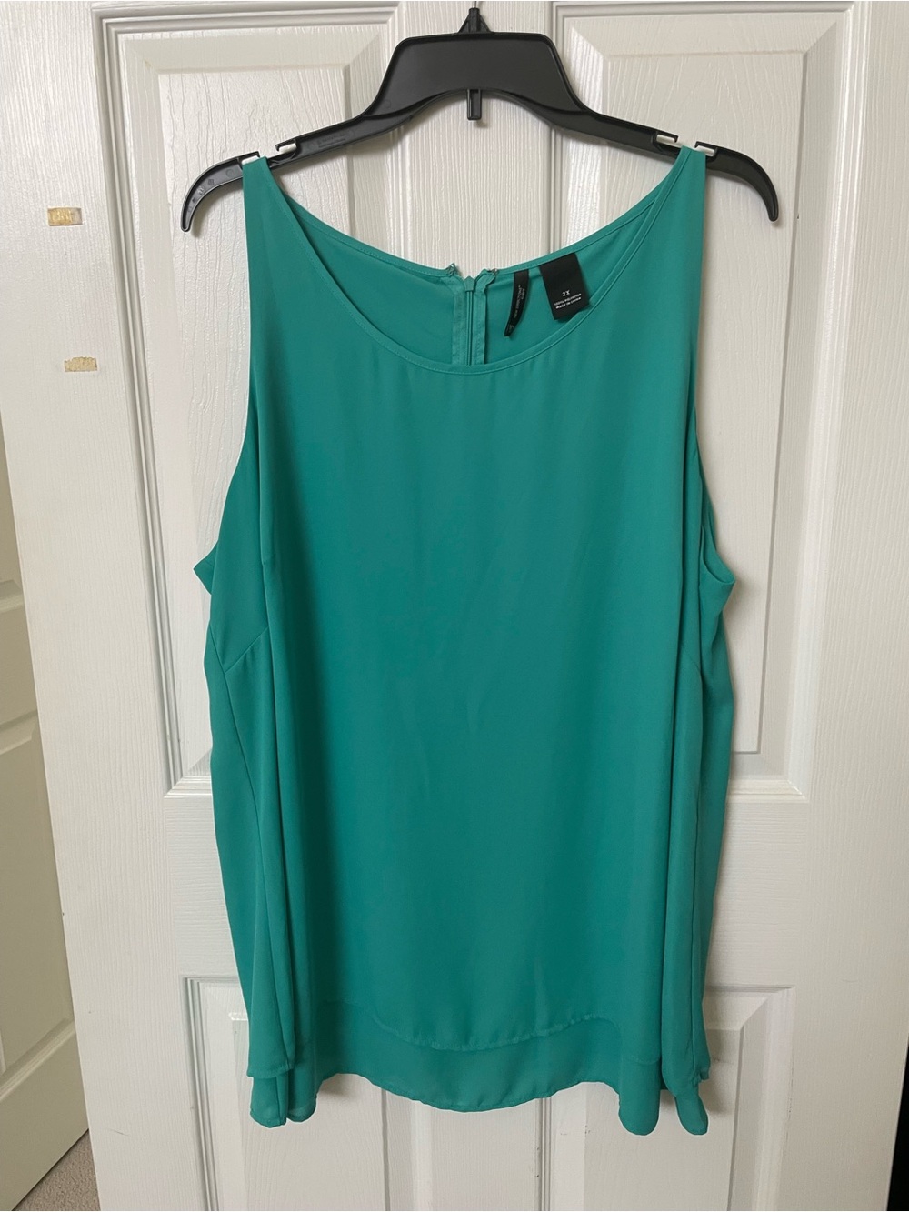New direction curvy Green Sleeveless Blouse 2x layered tunic flowy